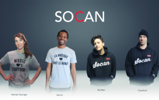 SOCAN member Ria Mae, singer of huge hit “Clothes Off", sporting a “SOCAN 90” hoodie available at SOCAN’s new merchandise store with proceeds going to the Unison Fund. (CNW Group/SOCAN)