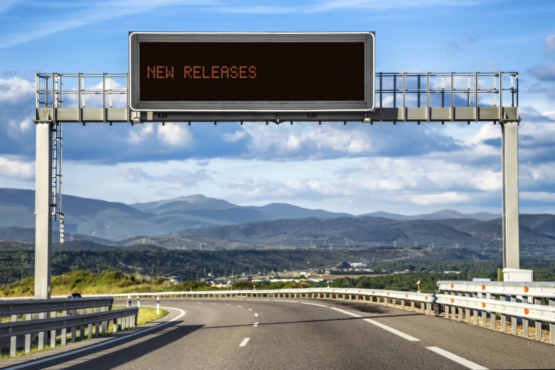 New Releases road sign