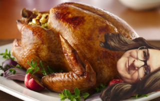 turkey with a woman's head on it