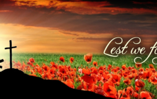 soldier in a field of poppies with text